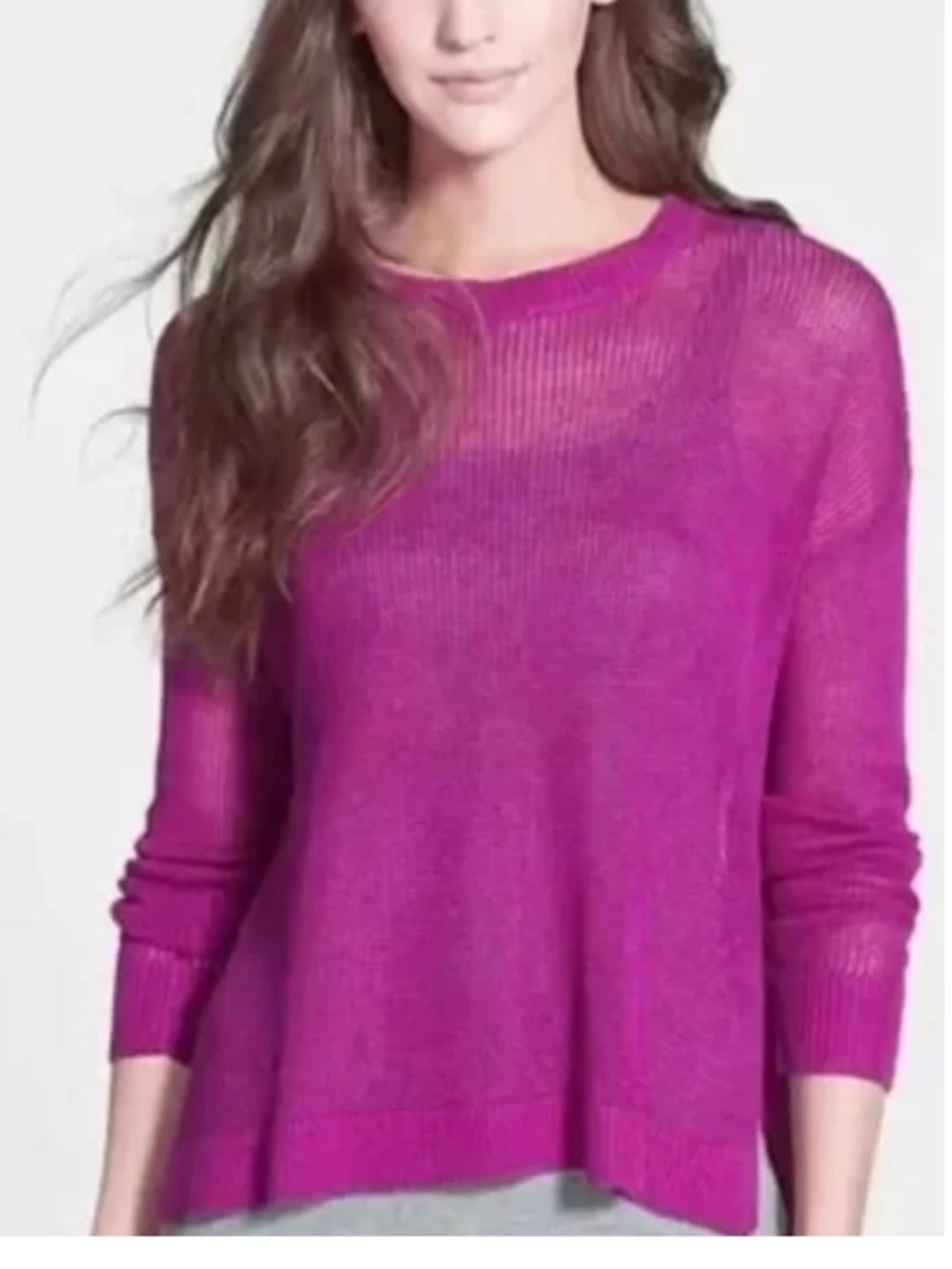 EILEEN FISHER Organic Linen Open-Weave Crewneck Sweater size large